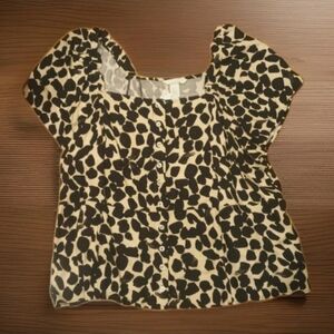 H&M Women’s XXL Animal Print Puff Sleeve Button Front Short Sleeve NWT Leopard